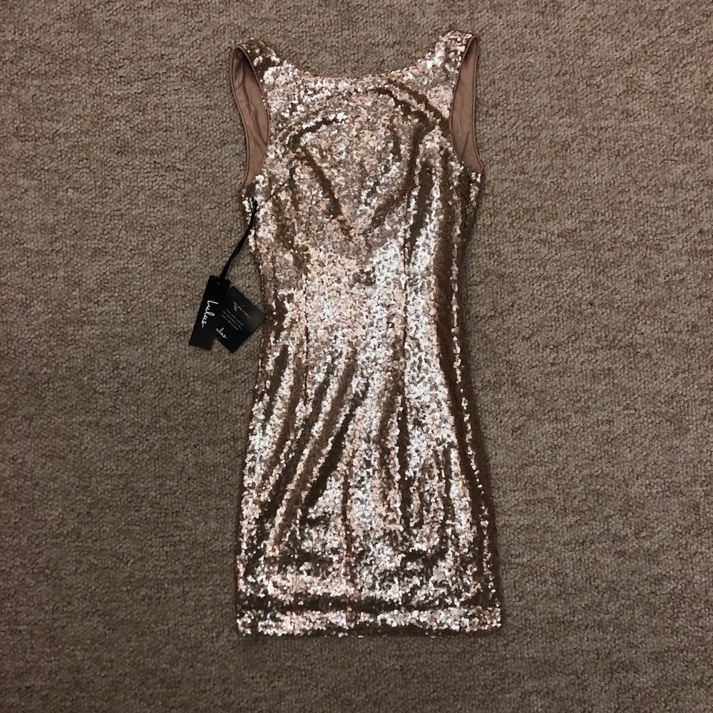 Lulu's Sleeveless Gold Sequin Mini Dress